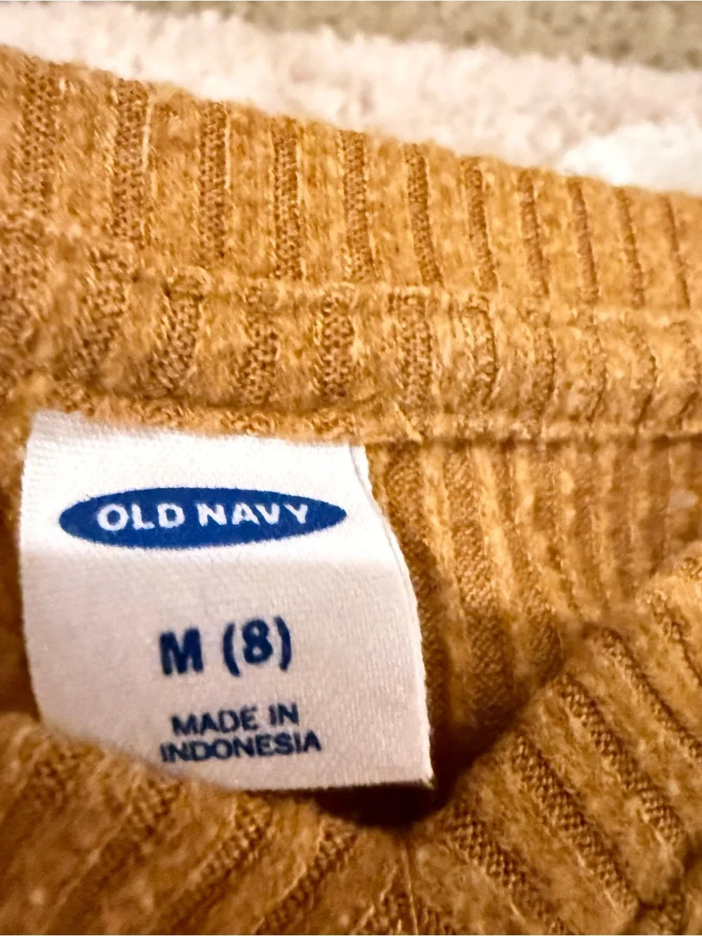 Kids Old Navy  Size M/Size 8 Mustard Ribbed Knot-Front Long Sleeve Top